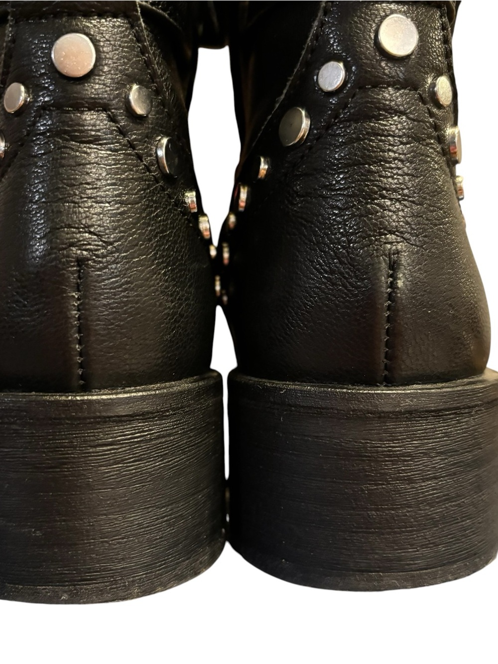 Sam Edelman Womens Drea Black Leather Studded Side Zip Moto Boots Size US 8 - Picture 4 of 15
